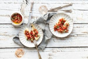 Rosé uit de Languedoc en zeebaars met sauce vierge